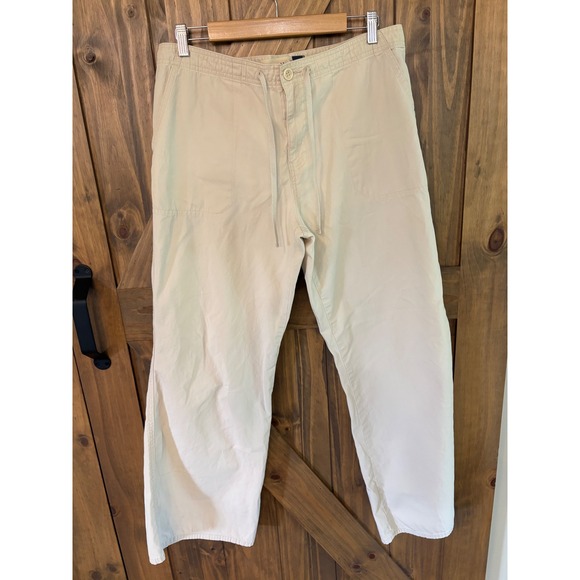 GAP Pants - Gap Women's 14 Khaki Tan Cotton Drawstring Straight Leg Casual Pants RN54023